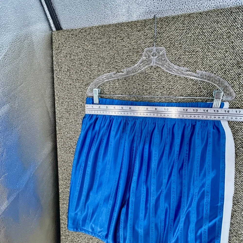 Y2K Abercrombie Fitch Gym Issue Mesh Lined Logo Stripe Athletic Shorts Blue XL